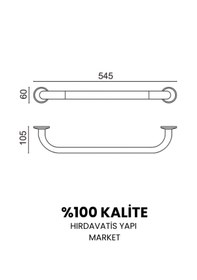 Resim Çelik Banyo Paslanmaz Pirinç Bella Küvet Tutamağı 50cm Gri 