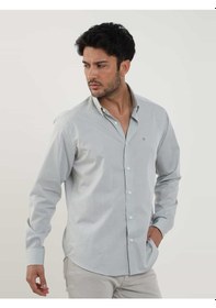 Resim Dufy Haki Erkek Regular Fit Düz Brent Düğmeli Yaka Uzun Kol Gömlek - 102204-haki Haki 