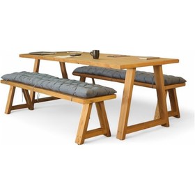 Resim Neiwel Tier Doğal Ahşap Banklı Toplantı Masasıı x 120 x 260 Açık Ceviz 