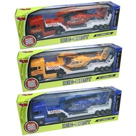 Resim Vardem Oyuncak Helikopter Taşıyan Die-Cast Tır XFD889-305 