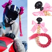 Resim Motosiklet Kaskı Süslemeleri - Yaylı Atkuyruğu Uzatma Örgüsü - Gradyan Renk, Yeniden Kullanılabilir Emme Kupası, Spor Stili, Unisex Yetişkin, Düz Saç, Yüksek Sıcaklık Elyafı 
