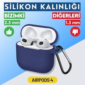 Resim İkili Set | AirPods 4. Nesil Uyumlu Premium Silikon Kulaklık Kılıfı, Çizilmeye ve Darbeye Dayanıklı İkili Silikon Kulaklık Kılıfı Seti (2.5 MM KALINLIK) (Lacivert - Pembe) 