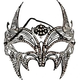 Resim Siyah Lazer Kesim Kristal Taşlı Metal Lüks Maske 