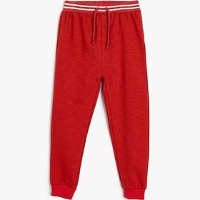 Resim Koton Jogger Eşofman Altı Beli Bağlamalı Pamuklu Şardonlu Kırmızı 5wmb40032tk Kırmızı 