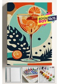 Resim Sayılarla Boyama Seti Numaralı Tuval Fırça Boya Dahil Kasnaklı Set 50x70 Cm - Cin Kokteyl 