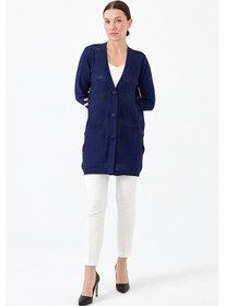 Resim Kadın Triko V Yaka Yazlık Hırka Lacivert Lacivert 