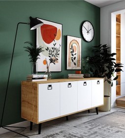 Resim Mirza Modern Konsol 180 Cm Safir Meşe-beyaz 