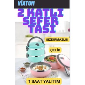 Resim Yemek Sefer Tası 2 Katlı Sızdırmaz Yemek Termosu 