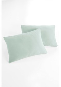 Resim Örme %100 Pamuk Flaplı 2 Adet Yastık Kılıfı 50 70 Cm Yeşil 