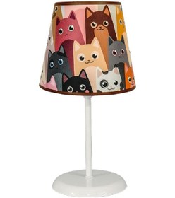 Resim Şenay Aydınlatma Modern Metal Ayak Konik Kumaş Abajur Sevimli Ked Kahverengi 