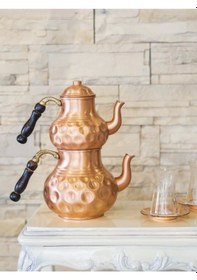 Resim Bakır Çaydanlık Gamzeli Model Mat Bakır Renk Bakır 