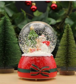 Resim Yılbaşı Kar Küresi Noel Işıklı Ve Müzikli Christmas Kardan Adam Kurdelalı 