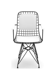 Resim Knsz kafes tel sandalyesi 1 li mazlum syhbyz kolçaklı sırt minderli ofis cafe bahçe mutfak 