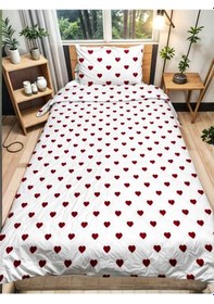 Resim Tek Kişilik Kalp Desenli Nevresim Takımı 