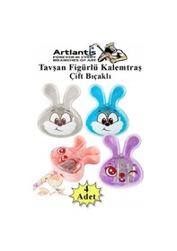 Resim Tavşan Kalemtraş 4 Renk 1 Paket Hazneli Jumbo Kalemtıraş Tavşanlı Standart Kalem Açacağı Sevimli Plastik 