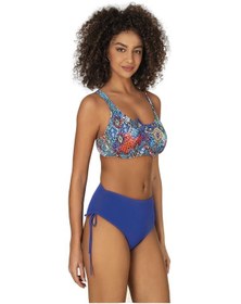 Resim Endeep Kadın Büyük Beden Balenli Destekli Bağlama Detaylı Mavi Desenli Bikini Takımı-mavi Mavi 