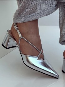 Resim Heyzen GÜMÜŞ İP DETAY YANDAN KEMERLİ TOPUKLU GÜMÜŞ 