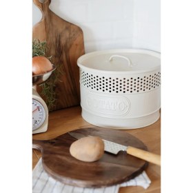 Resim Dekorz Dükkan Galvaniz Soft Krem Iki Katlı Patates & Soğan Saklama Kovası 