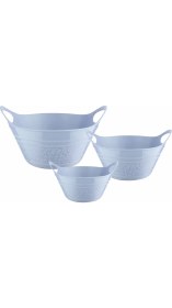 Resim Tekno İstanbul 3'lü Kulplu Badya Set Mavi Renk (1 Litre - 1.75 Litre - 2.75 Litre) 
