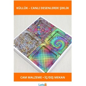 Resim Renkli Desenli Dayanıklı Cam Küllük 