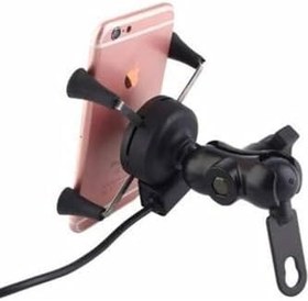 Resim Protonust Motosiklet Ayna Bağlantılı Usb Şarj Çıkışlı Telefon Tutucu Beyaz 