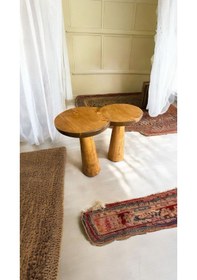 Resim Wood Ahşap 2'li Set Konik Model Mantar Yan Sehpa Modern Fiskos /tik Ağacı Renk / Zigon Sehpa Tik Ağacı 