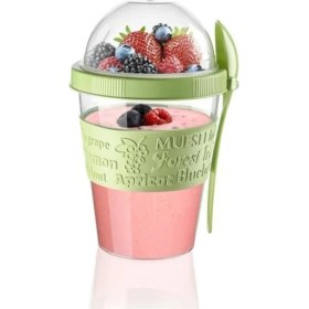 Resim Pazariz Kapaklı Kaşıklı Hazırla ve Çık Hazneli Yoğurt Kabı 