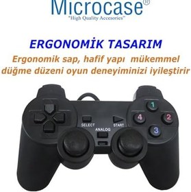 Resim Microcase USB Kablolu Titreşimli PC Konsol Oyun Kolu Gamepad Joystick -AL4629 YK6000 
