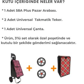 Resim Kullanışlı Pazar Arabası Seti, Yedek Tekeri ve Çanta ile Rahat Alışveriş 