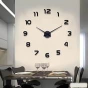 Resim Glowtick Modern Minimalist Büyük 3D Duvar Saati - Matkap Gerektirmez Kurulum, Otomatik Karartma Dijital Ekran, Ayna Yüzeyli, Pille Çalışır (AA Dahil Değildir), Oturma Odası, Mutfak, Ofis Dekoru, Zarif El Kontrastı, Oturma Odası İçin Duvar Saati 