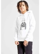Resim Anime Oppai Baskılı Unisex Çocuk Kapüşonlu Beyaz Sweatshirt Beyaz 