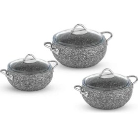 Resim Taç Luna Granit 3'lü Güveç Seti Gri 