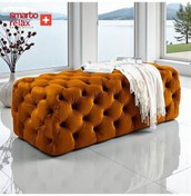 Resim Smarto Relax Puf Soglio Ayaksız Kapitoneli Dekoratif 100x100x45 Cm Turuncu Turuncu 