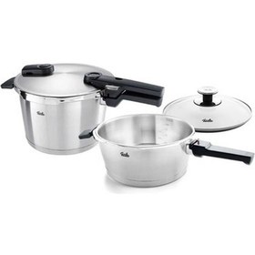 Resim Fissler Vitaquick Premium 6+3.5lt Düdüklü Tencere 2'li Set+Cam Kapak 