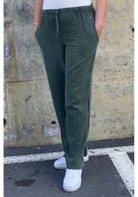 Resim Mia Butik Kadın Haki Keten Pantolon Haki 