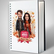Resim Sonbahar Yaprakları ve Aşkımız Karikatürlü Defter 