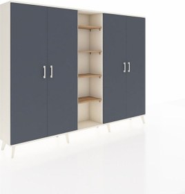 Resim Arges Dolap 12 Raflı 4 Kapaklı 220x30x163 Aytaşı-antrasit/çam Antrasıt/atlas Çam - Aytası 