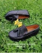 Resim Pine kids Erkek Çocuk Siyah % 100 Deri Ortopedik Makosen Laofer Klasik Ayakkabı 