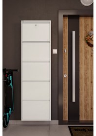 Resim Ceha Kilitli 5'li Metal Ayakkabılık - Beyaz K.AYK-5 /AB9010/ SOPACK/KL Beyaz 