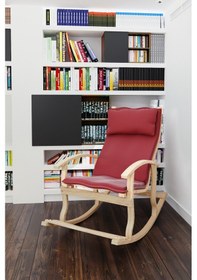 Resim Mobildecoaş Mobildeco Padişah Ahşap Sallanan Sandalye Bordo - Doğal Bordo 