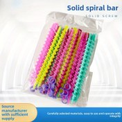 Resim 26 adet renk karıştırma rastgele spiral saç düzeltme aracı rulo soğuk ütüleme çubuğu berber dükkanı vida kıvırma çubuğu 