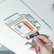 Resim Araba Güneşlik Kart Klipsi Araba Montajlı Kart Tutucu Evrensel Kart Yuvası Depolama Yapışkanlı Araba Kartvizit Depolama Kutusu Klipsi 