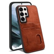 Resim Samsung - Galaxy S24 Ultra Zebana Kartlıklı Lüx Deri Kılıf - Kahverengi 