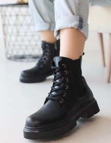 Resim pazarella Daum Siyah Cilt Bağcıklı Bot 