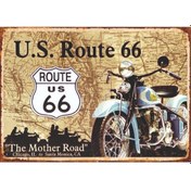 Resim Route 66 Retro Ahşap Tablo The Mother Road Ve Motosiklet Temalı Vintage Tasarım 