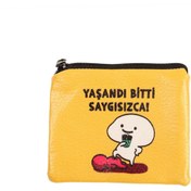 Resim Attach Yaşandı Bitti Saygısıca Tasarım Süet Bozuk Para Cüzdanı 