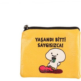 Resim Attach Yaşandı Bitti Saygısıca Tasarım Süet Bozuk Para Cüzdanı 