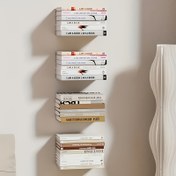 Resim 2-4 Adet Modern Metal Asılı Kitaplık - Duvara Monte Ağır Kitap Organizatörü, Öğretmenler, Kütüphaneler, Oturma Odaları, Yatak Odaları, Ofisler İçin Uygun, Yer Tasarruflu Gizli Kitap Rafı, Tatil Hediyesi ve Ev İkramiye İçin İdeal 