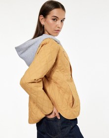 Resim Koton Kapüşonlu Çıtçıt Düğmeli Cepli Kapitone Oversize Ceket Sarı 6wal20109ıw Sari 