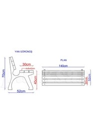 Resim PARKSAN AHŞAP Parksan Döküm Ayak Bank 140(L)x30(W)x80(H) 